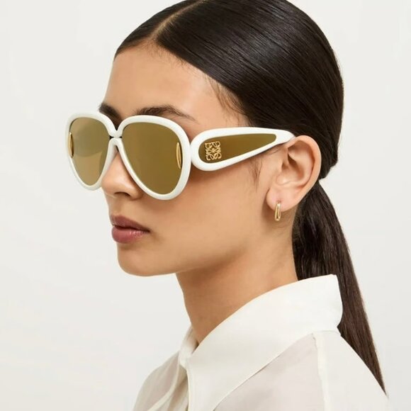 Loewe x Paula’s Ibiza Sunglasses – Ivory Pilot Brown Gold Mirror LW40132I 25G - Picture 10 of 10